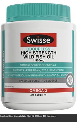 Picture of Swisse Ultiboost Odourless High Strength Wild Fish Oil 1500mg 400 Capsules