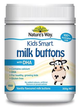 Picture of Nature's Way Kids Smart Milk Buttons with DHA Vanilla 150 Chewable